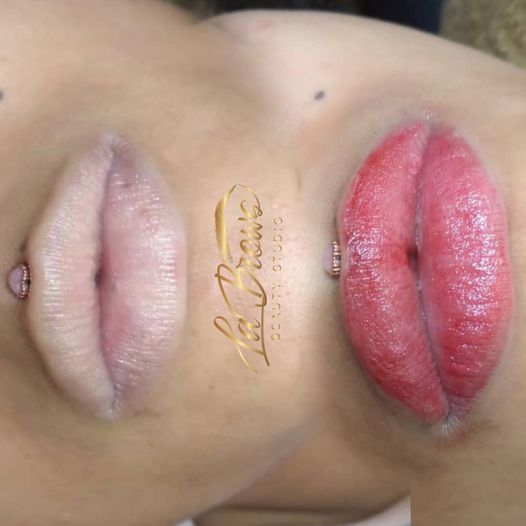 Lip blush before and after at LaBrows Beauty Studio