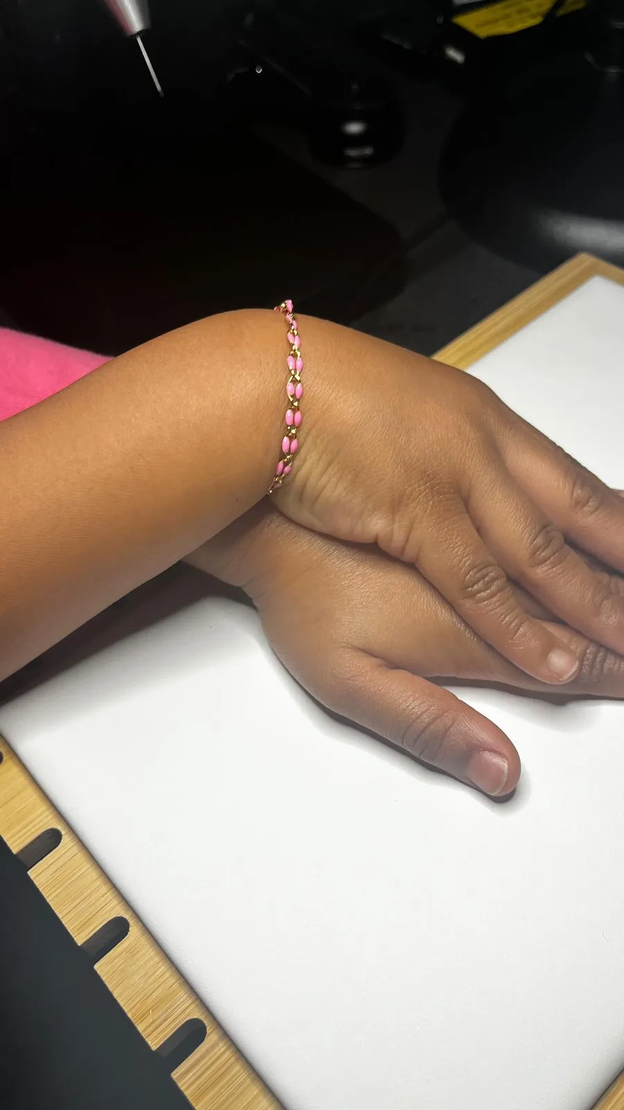 Pink enamel permanent bracelet